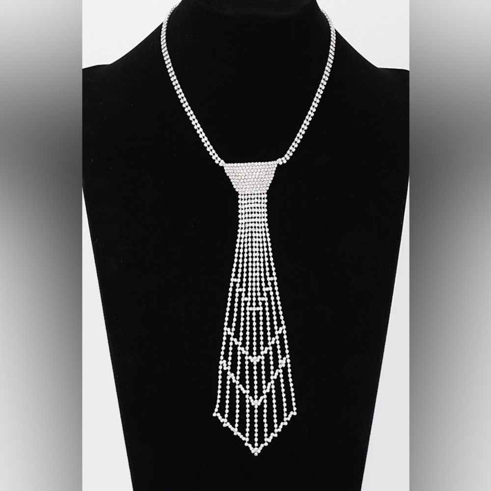 Rhinestone Necktie Necklace